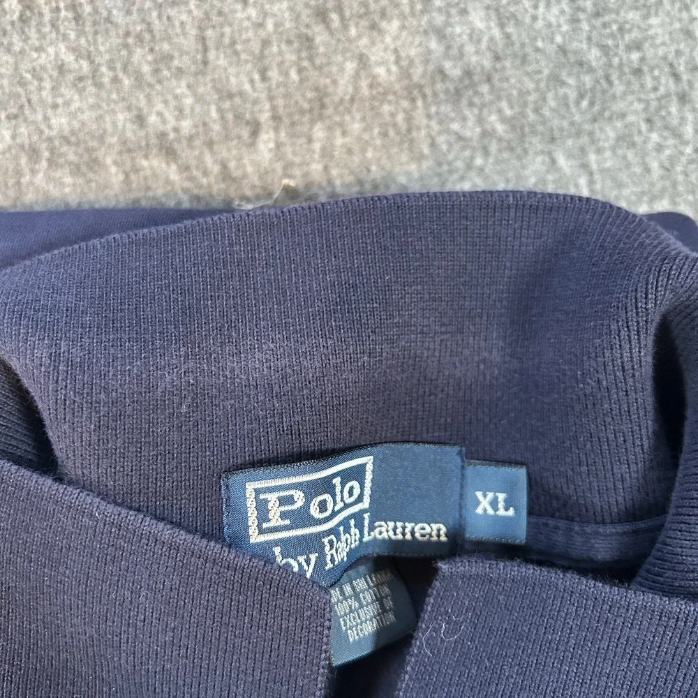 Polo Ralph Lauren Long Sleeve Polo Shirt Men XL Navy Blue Yellow Pony Golf Rugby